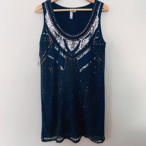 sequins blue dress
